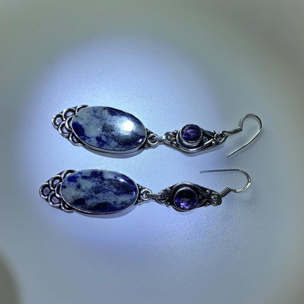 Sodalite & Amethyst Earrings